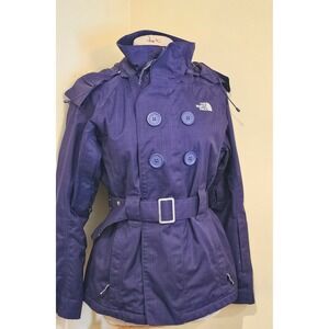 The North Face Purple Double Breasted Belted Hooded Jacket Womens M